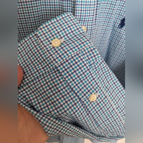 Ralph Lauren Men's blue and purple plaid cotton button down | size L - Picture 5 of 8